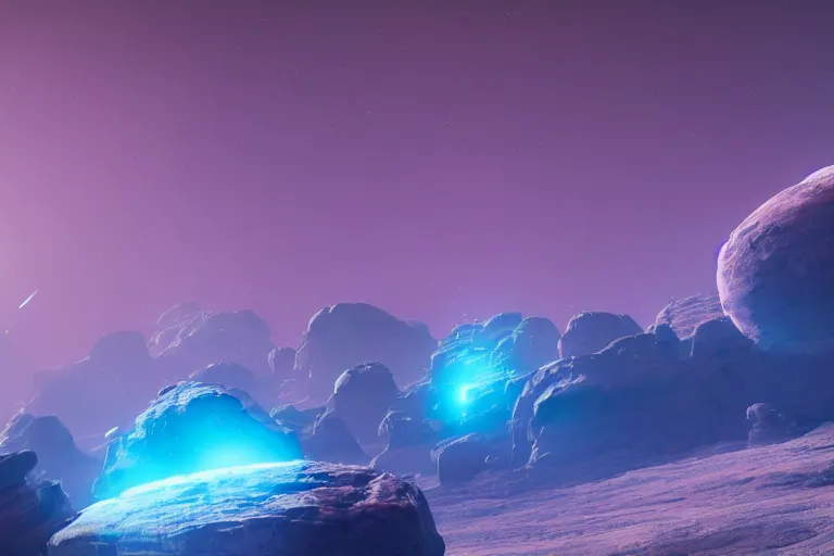 Prompt: beautiful sci fi planet from the horizon, nebula in the background, concept art trending on artstation, volumetric lighting, 8k