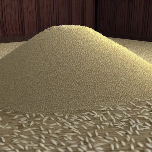 Prompt: Piles of rice scattered, real engine render