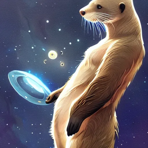 Prompt: an otter wearing a astronaut outfit,character design by charlie bowater, ross tran, artgerm, and makoto shinkai, detailed, inked, western comic book art, 2021 award winning painting,digital art,ultra realistic,ultra detailed,art by greg rutkowski,photorealistic,hyperdetailed,relaxed