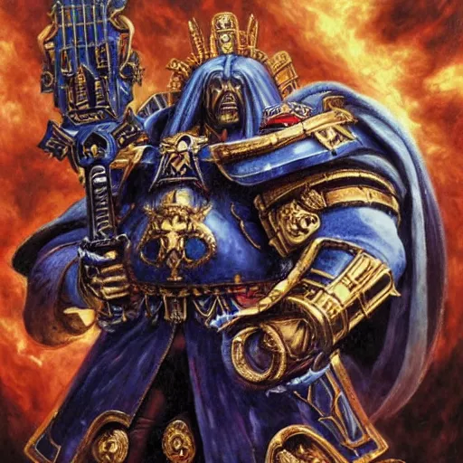 Image similar to portrait of emperor of mankind, warhammer 4 0 k