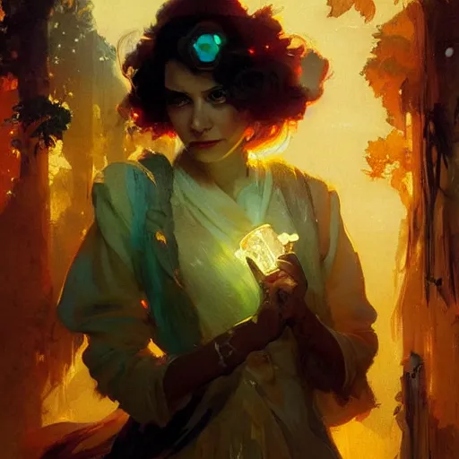 Image similar to a oil art portrait of young mage with neon magic in style of transistor character, character design from d & d, art by anders zorn, wonderful masterpiece by greg rutkowski, beautiful cinematic light, american romanticism by greg manchess, jessica rossier