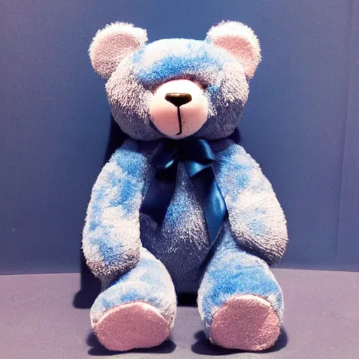 Prompt: a blue cute cat teddy bear