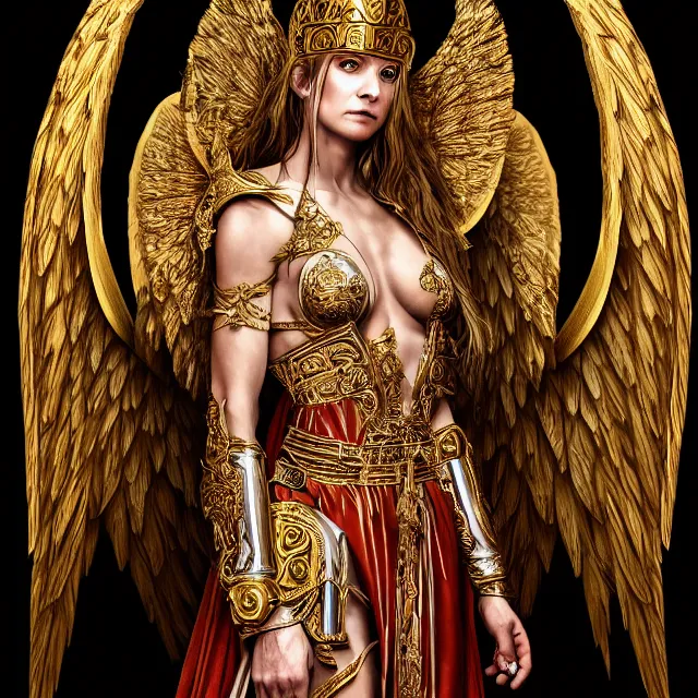 Image similar to beautiful angel warrior queen in ornate robes, highly detailed, 8 k, hdr, award - winning, ann stokes