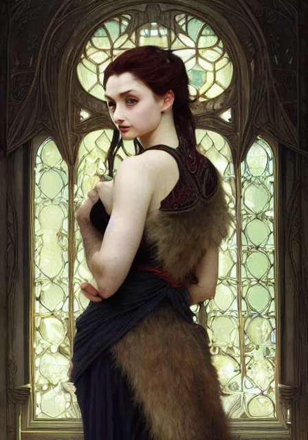 Image similar to sansa - furry, intricate, elegant, highly detailed, digital painting, artstation, concept art, smooth, sharp focus, illustration, art by artgerm and greg rutkowski and alphonse mucha and william - adolphe bouguereau