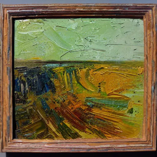 Prompt: oil paint impasto relief, beautiful complex water pattern, multi layered thick brush marks, some splattered paint, in the style of ivan shishkin and frank auerbach and van gogh