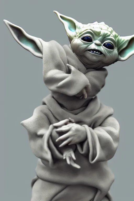 Prompt: digital masterpiece illustration concept art of porcelain statue of doge as baby yoda, extremely detailed and intricate complexity, epic composition, magical atmosphere, cinematic lighting, wide long shot, trending on artstation, 8 k