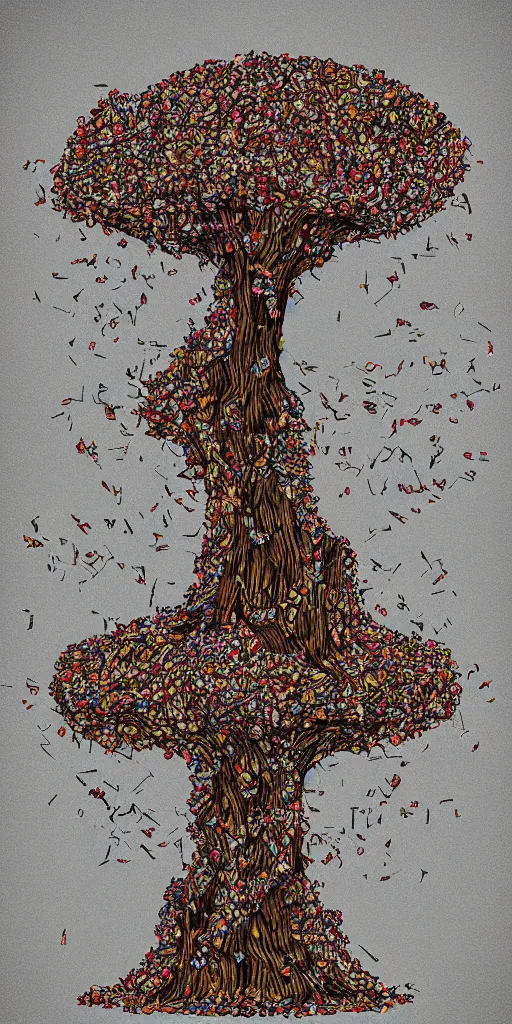 Image similar to a tree that grows slices of cake, digital art, illustration, high detail