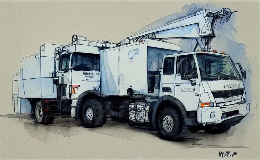 Image similar to concept art of a crane truck, pinterest, artstation trending, behance, watercolor, by coby whitmore, silver, laser light,