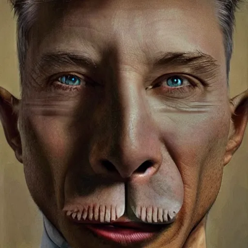 Image similar to an extremely realistic surrealism painting of an elongated!!!! muskrat!!!! with the face of ((((((((elon musk)))))))), 8k, ultra realistic