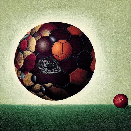 Image similar to illustration of football ball, by artgem, da vinci and victo ngai