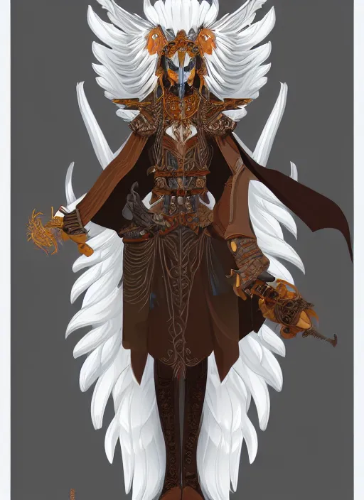 Image similar to hawk headed warlock, wind magic, exquisite details, full body character design, white background, by studio muti