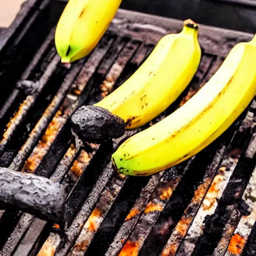 Prompt: a banana cooking on a charcoal grill