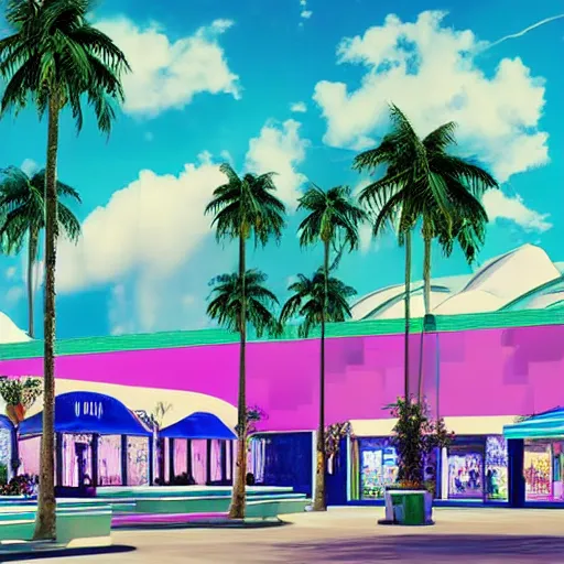 Image similar to vaporwave mall with palms