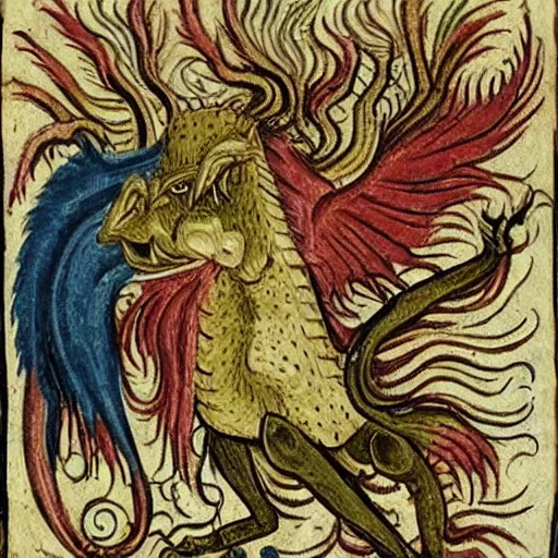 Prompt: medieval bestiary of repressed emotion monsters and creatures starting a fiery revolution in the psyche