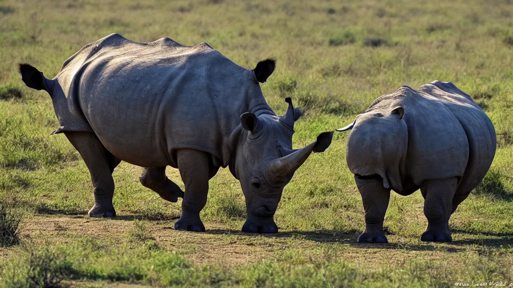Prompt: a charging rhinoceros on the African plains