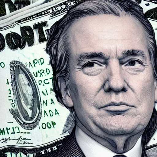 Image similar to donald trump, on the new dollar bill