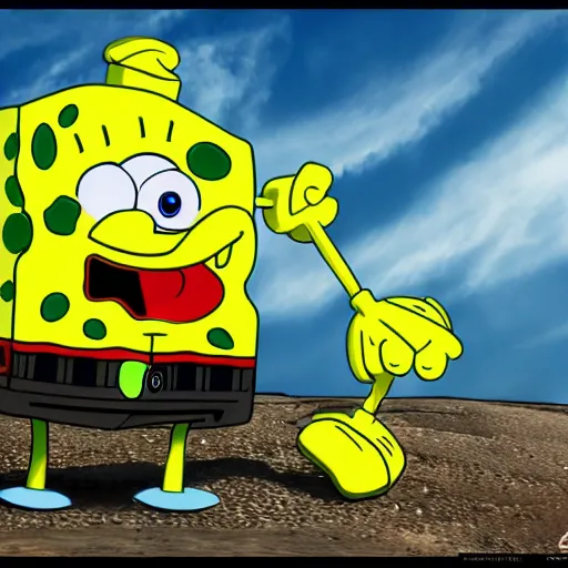 Prompt: mech inspired by spongebob, 4 k realistic photo