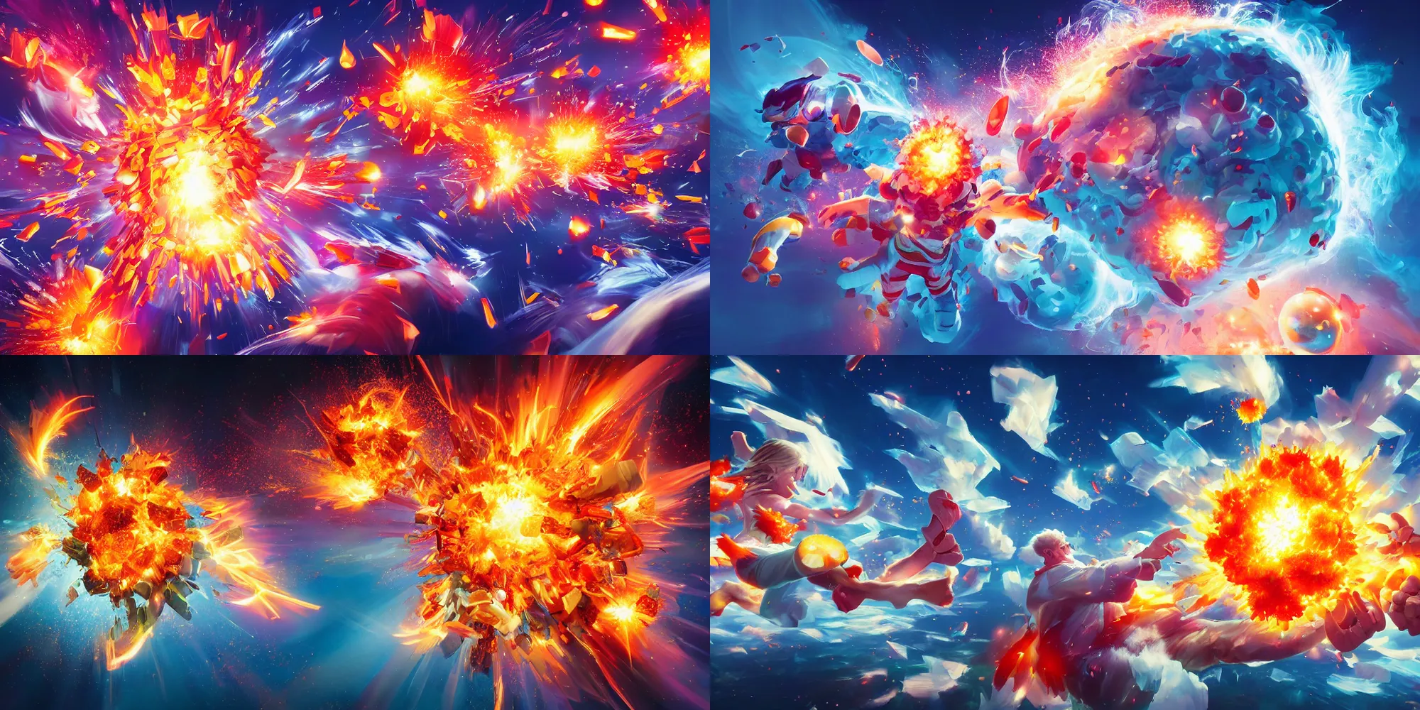 Prompt: action photography of the thousand sunny shatters from an explosion, fast shutter speed, high speed, VFX particle simulation, action photo, 1/1000 sec shutter, by RHADS and Oda Eiichiro