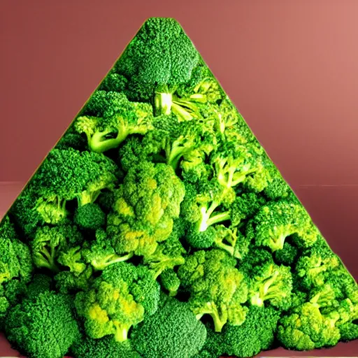 Prompt: a pyramid made of broccoli