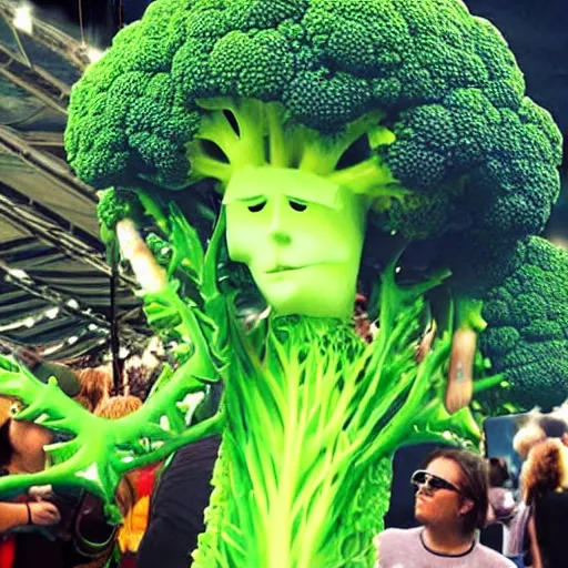 Prompt: a humanoid broccoli at a festival in the year 3 0 0 0