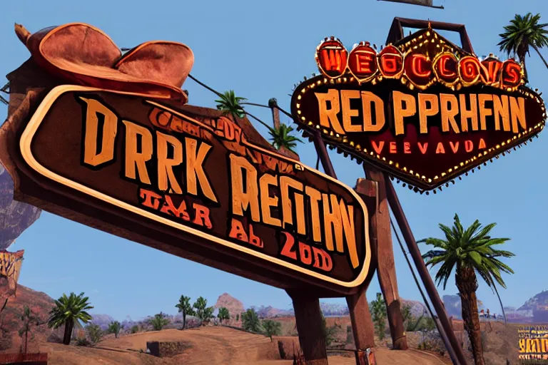 Image similar to 3d sculpt of an arched sign for a circus called 'the dark metal carnival', red dead redemption2, las vegas, artstaton, digital illustration