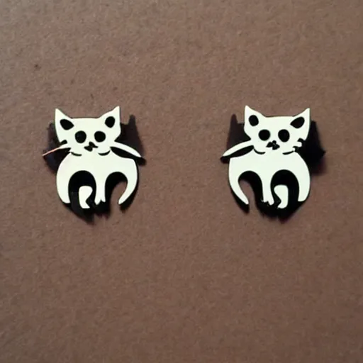 Image similar to 2d lasercut cat earrings, popular on artstation, popular on deviantart, popular on pinterest