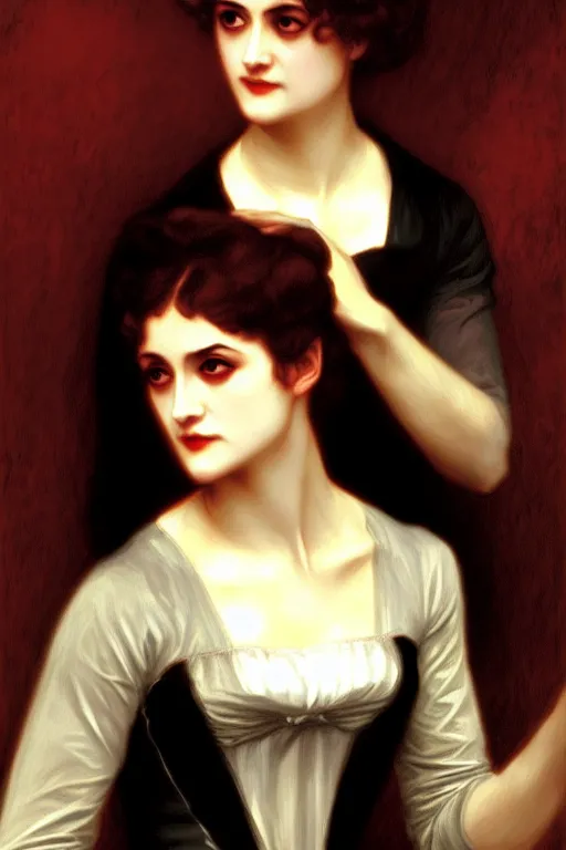 Prompt: jane austen vampire, painting by rossetti bouguereau, detailed art, artstation