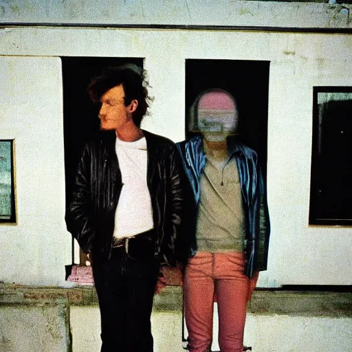 Prompt: best album cover of my dad and your dad, indie music album cover, trying to be cool, hipster dads, mtv, colour photography, kodachrome film, artwork by nan goldin and robert mapplethorpe