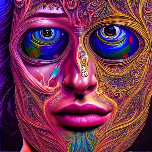 Prompt: An extremely psychedelic portrait of Rock N Roll, surreal, LSD, face, detailed, intricate, elegant, lithe, highly detailed, digital painting, artstation, concept art, smooth, sharp focus, illustration