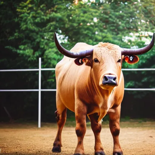 Prompt: studio photograph of a bull!!!! standing in a farmyard, sharp focus, good lighting, natural lighting, hd, 8 k