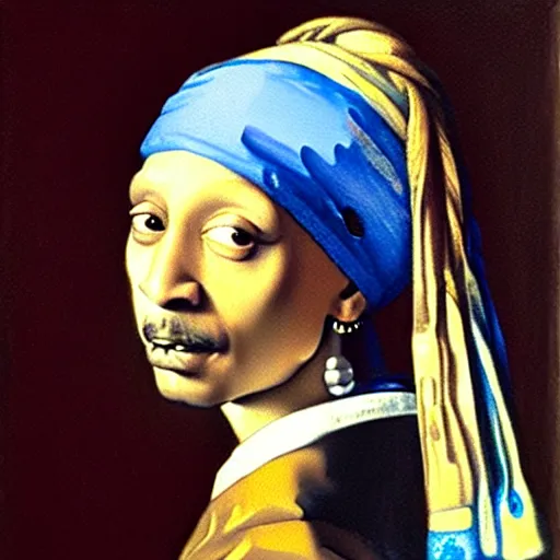 Prompt: snoop dogg with a Pearl Earring by Johannes Vermeer, realistic painting