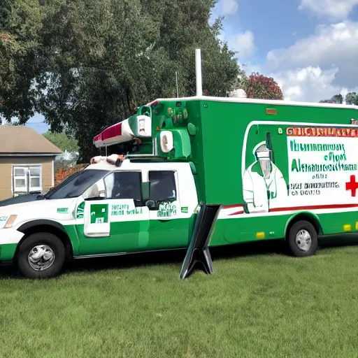 Prompt: big chungus meme, anthropomorphic ambulance shaped like big chungus, humanized ambulance, high resolution photo