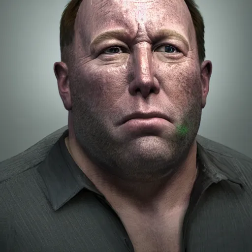 Image similar to hyperrealistic mixed media image of info wars alex jones with ( ( bullfrog face mask ) ), stunning 3 d render inspired art by xiang duan and thomas eakes and greg rutkowski, perfect facial symmetry, hyper realistic texture, realistic, highly detailed attributes and atmosphere, dim volumetric cinematic lighting, 8 k octane detailed render, post - processing, masterpiece,