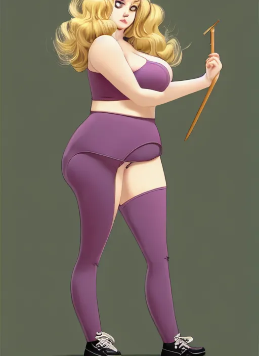 Image similar to full body teenage betty cooper, blonde hair, obese, bangs, ponytail, sultry, realistic, sultry smirk, ponytail, fluffy bangs, curly bangs, fat, belly, beautiful girl, intricate, elegant, highly detailed, digital painting, artstation, concept art, smooth, sharp focus, illustration, art by wlop, mars ravelo and greg rutkowski