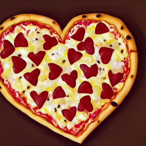 Prompt: pizza heart. hyperdetailed photorealism