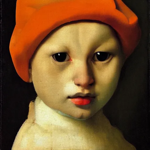 Prompt: an orange cat by jan vermeer, oil painting, highly detailed ， headshot, 8 k