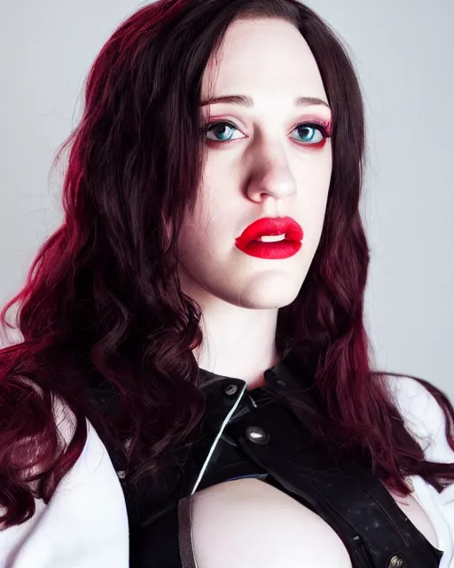 Prompt: a photo of kat dennings dressed as ryuko matoi from kill la kill, close up professional portrait, dslr photography