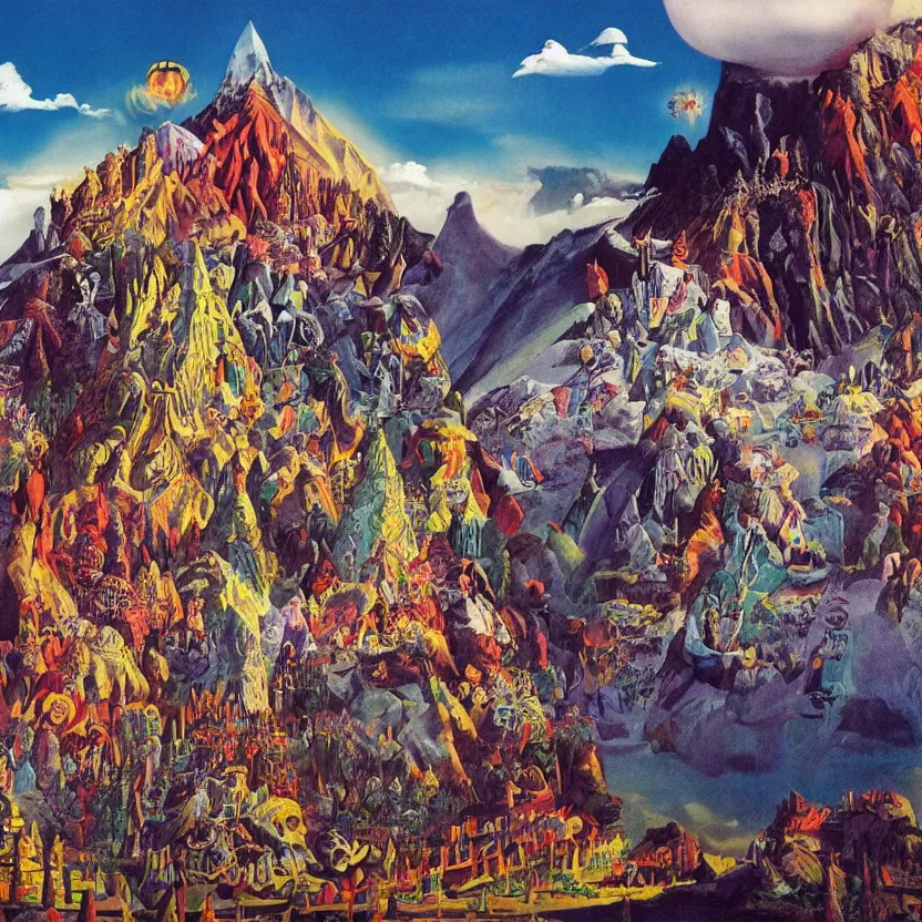 Image similar to the magic mountain by jodorowsky, cinematic