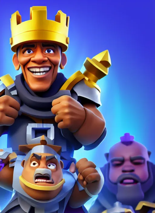 Prompt: obama in clash royale, unreal engine, global illumination, 3 d render, detailed and intricate environment, uhd, 4 k, incredibly detailed, trending on artstation, 8 k, hyperrealistic