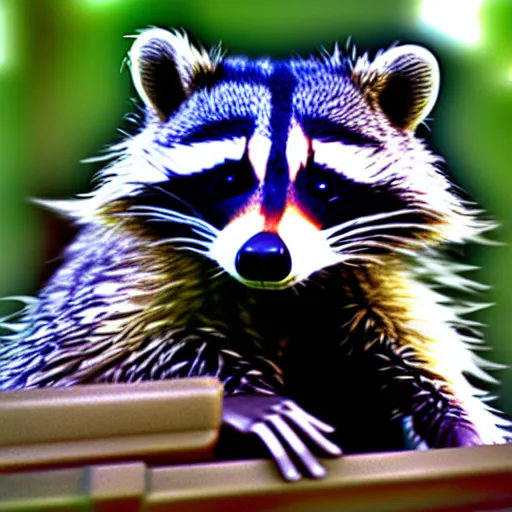 Image similar to sniper raccoon, photo, detailed, 4 k