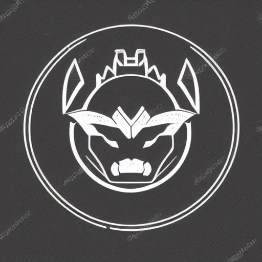 Image similar to a black logo on a white background of a well-designed head of a very cute dragon and gear wheel, vector graphics