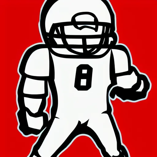Prompt: A football player, Harry Volk clip art style, black and white Volk line art