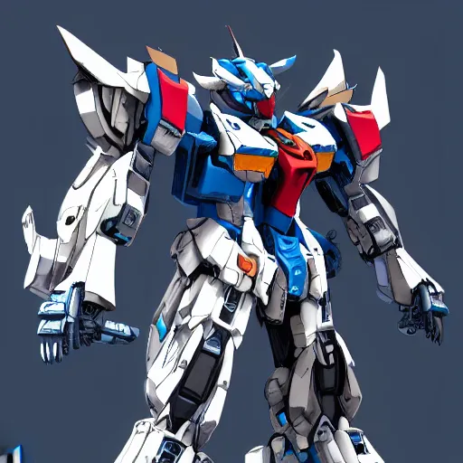 Image similar to A god tier azure mech floating in space, highly detailed, extreme Gundam, wolf armor mech, illustration, trending on artstation