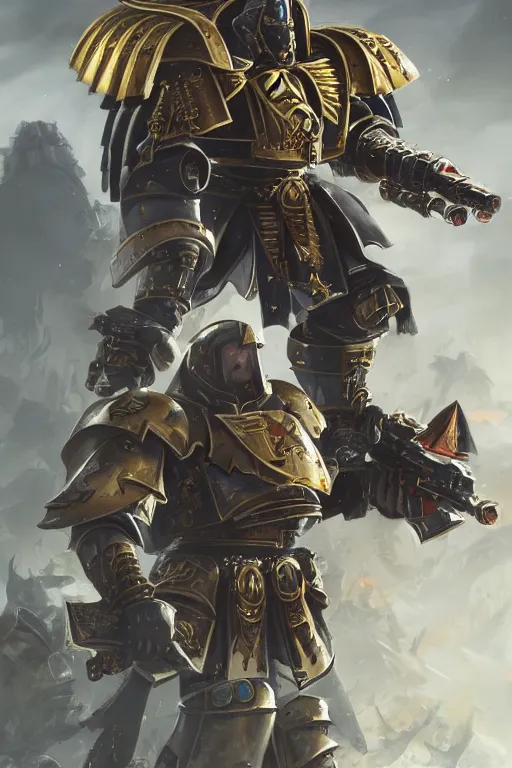 Image similar to armor portrait heros warhammer 4 0 k horus heresy fanart - the primarchs emperor by johannes helgeson animated with vfx concept artist & illustrator global illumination ray tracing hdr fanart arstation zbrush central hardmesh 8 k octane renderer comics stylized