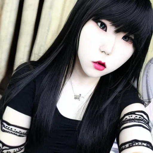 Prompt: beautiful goth korean girl