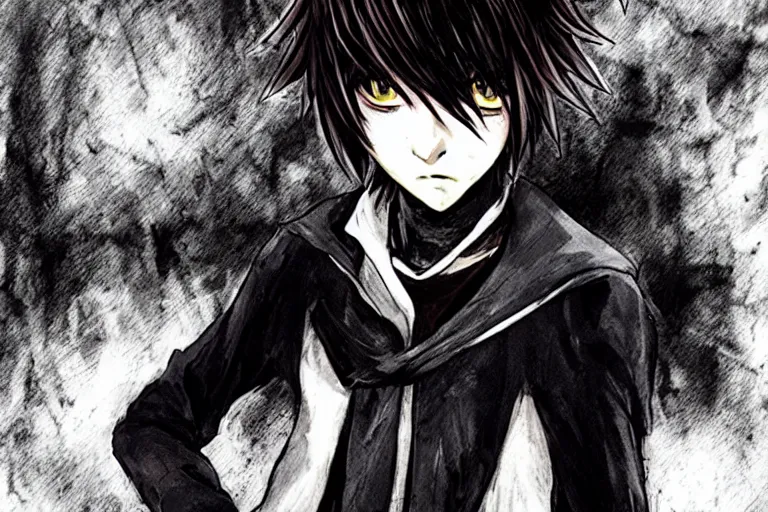 Image similar to l · lawliet, hunchback, death note