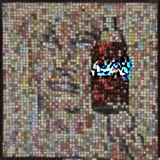 Image similar to addicted to coca cola. sad mosaic.