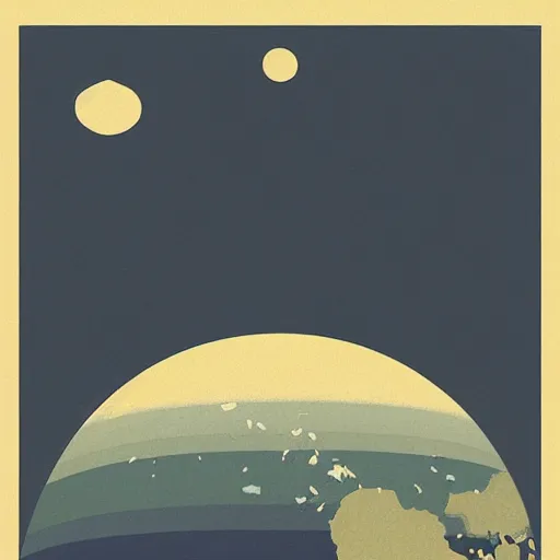 Image similar to the earth as a grain of sand in the vast void of the multiverse, flat design, screen print by kawase Hasui and Dan hillier, 8k, artstation