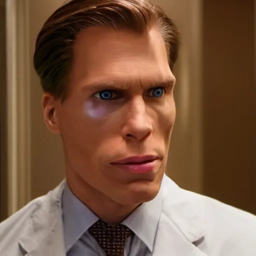 Image similar to Live Action Still of Jerma in American Psycho, real life, hyperrealistic, ultra realistic, realistic, highly detailed, epic, HD quality, 8k resolution, body and headshot, film still