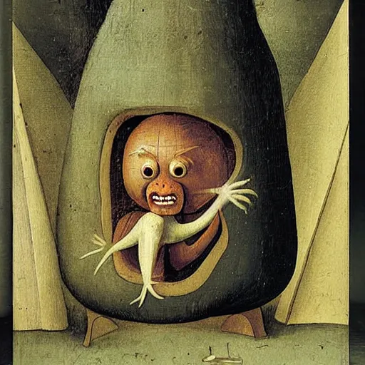 Image similar to richard scary lowly worm by Hieronymus Bosch, painting museum catalog